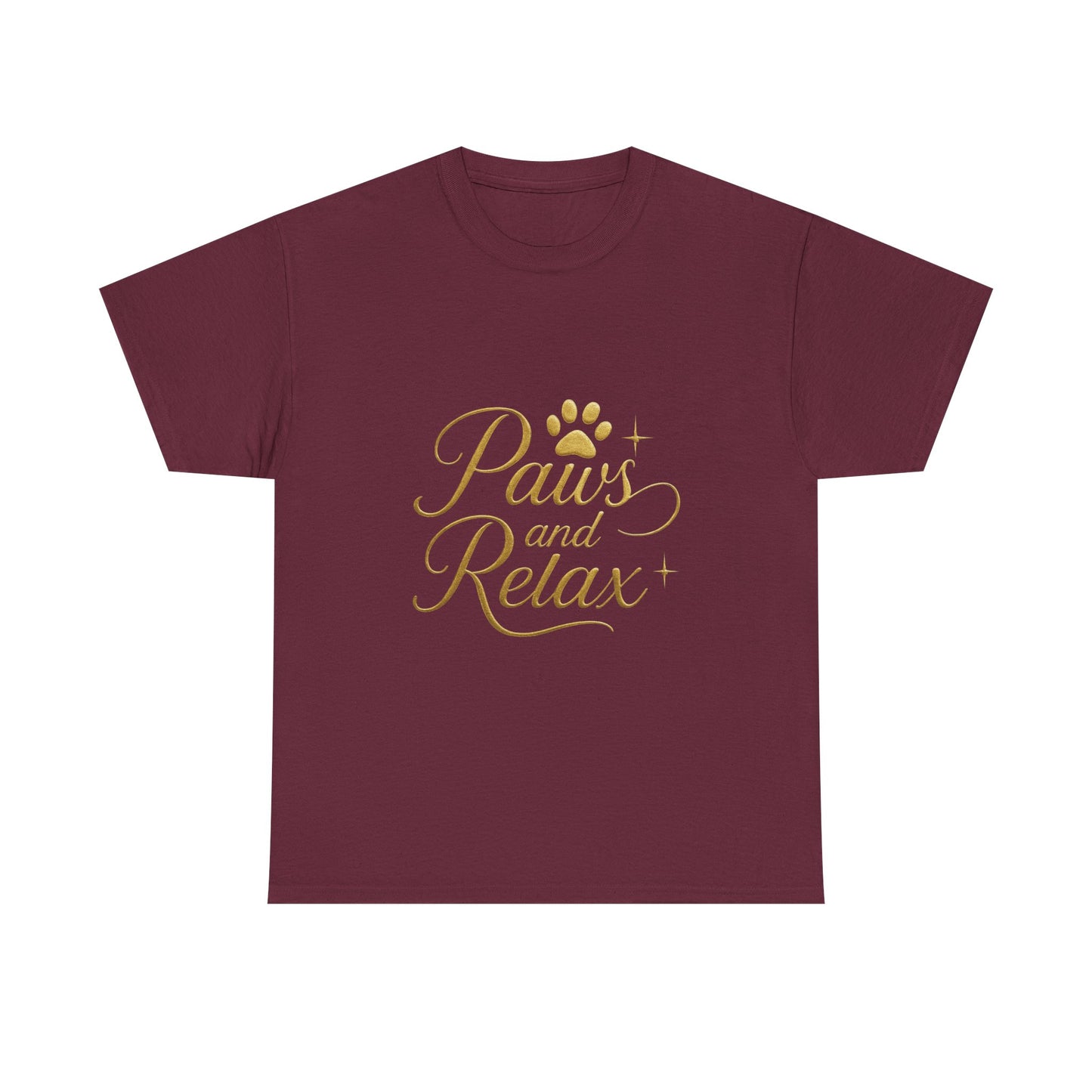 Paws and Relax Unisex Heavy Cotton Tee, Pet Lover Gift, Casual Wear, Relaxation Shirt, Dog Owner Apparel, Gift for Her
