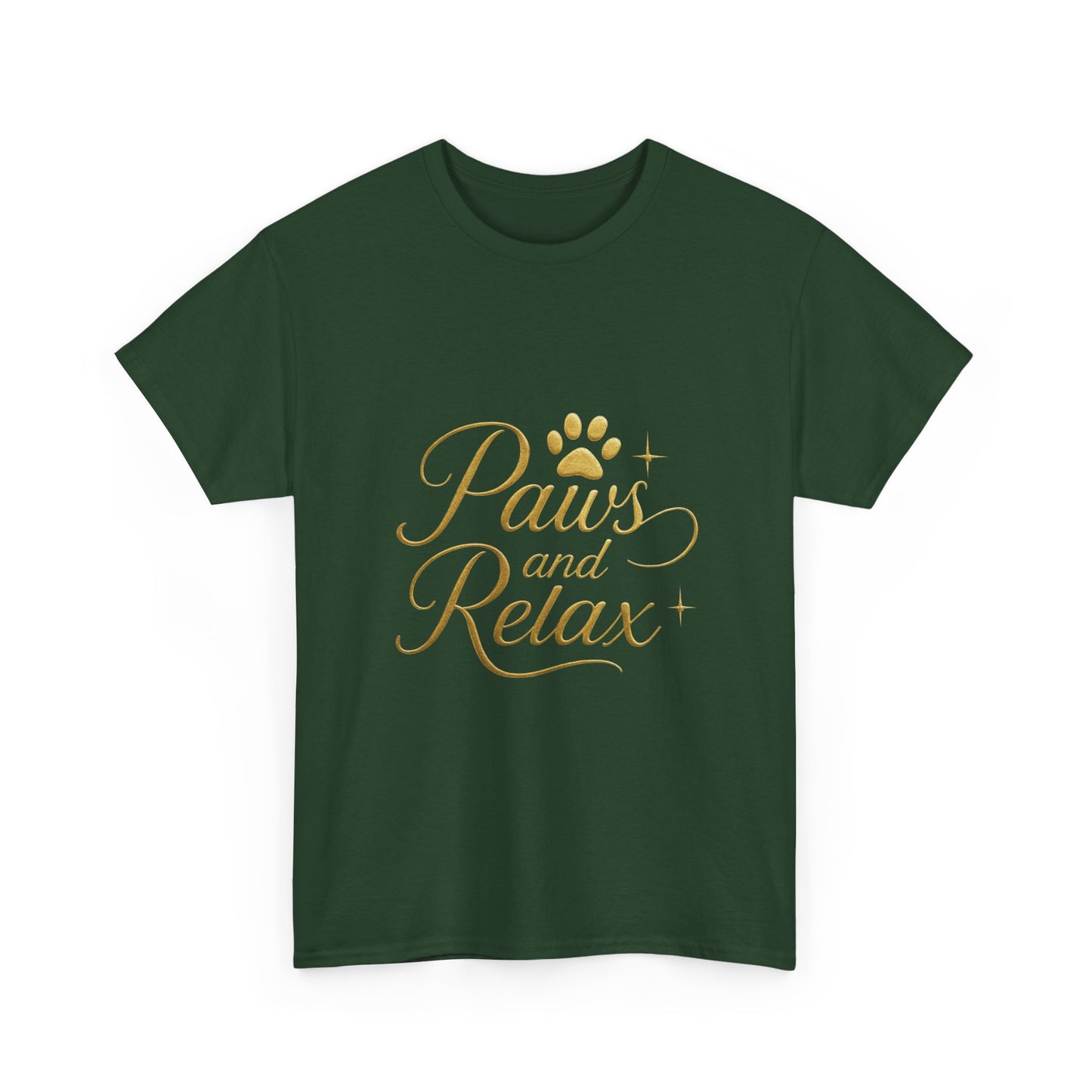 Paws and Relax Unisex Heavy Cotton Tee, Pet Lover Gift, Casual Wear, Relaxation Shirt, Dog Owner Apparel, Gift for Her