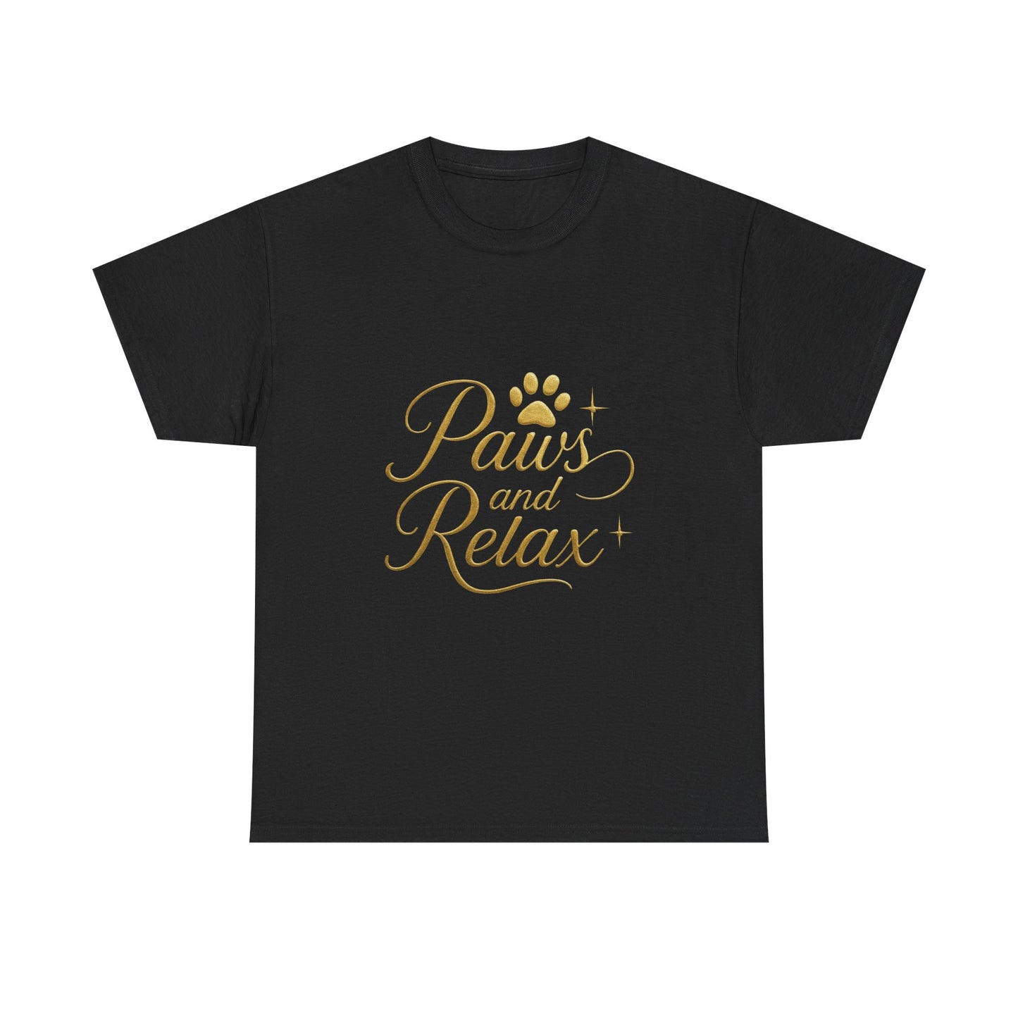 Paws and Relax Unisex Heavy Cotton Tee, Pet Lover Gift, Casual Wear, Relaxation Shirt, Dog Owner Apparel, Gift for Her