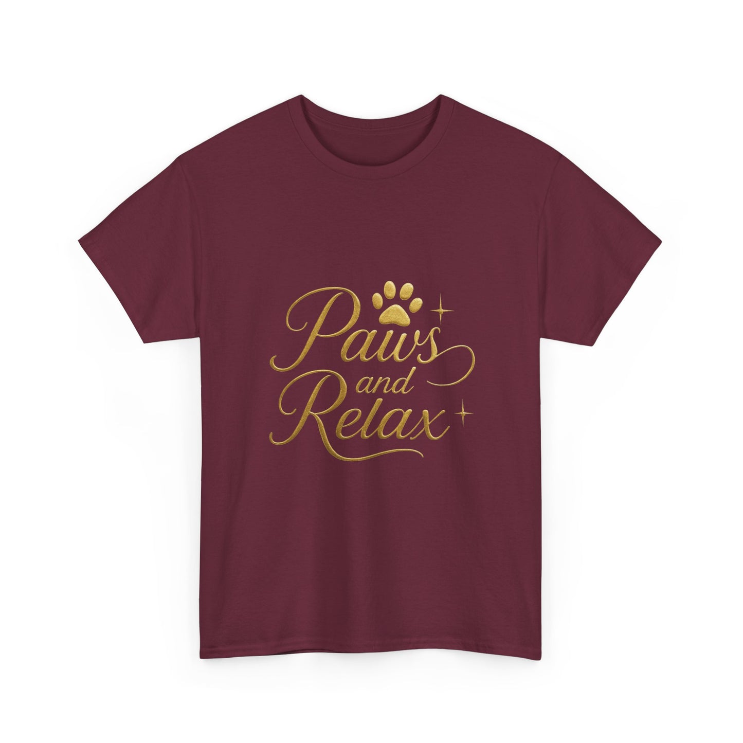 Paws and Relax Unisex Heavy Cotton Tee, Pet Lover Gift, Casual Wear, Relaxation Shirt, Dog Owner Apparel, Gift for Her