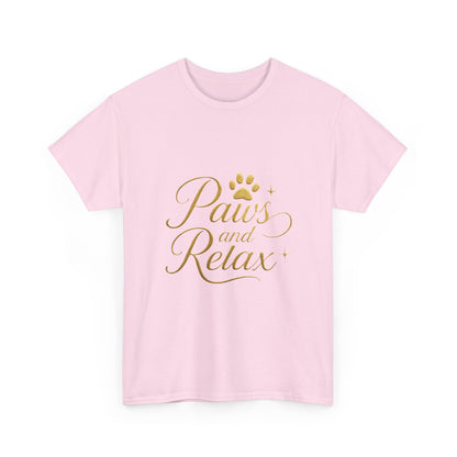 Paws and Relax Unisex Heavy Cotton Tee, Pet Lover Gift, Casual Wear, Relaxation Shirt, Dog Owner Apparel, Gift for Her