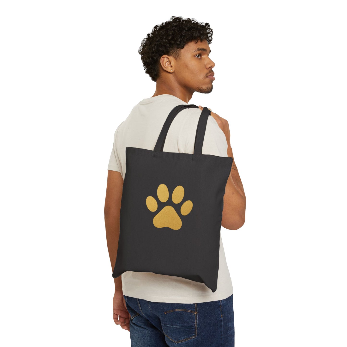 Paw Print Cotton Canvas Tote Bag, Eco-Friendly Bag, Pet Lover Gift, Reusable Shopping Bag, Animal Rescue Fundraiser, Stylish Tote